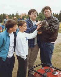 Author Stephen King, his sons, and Church